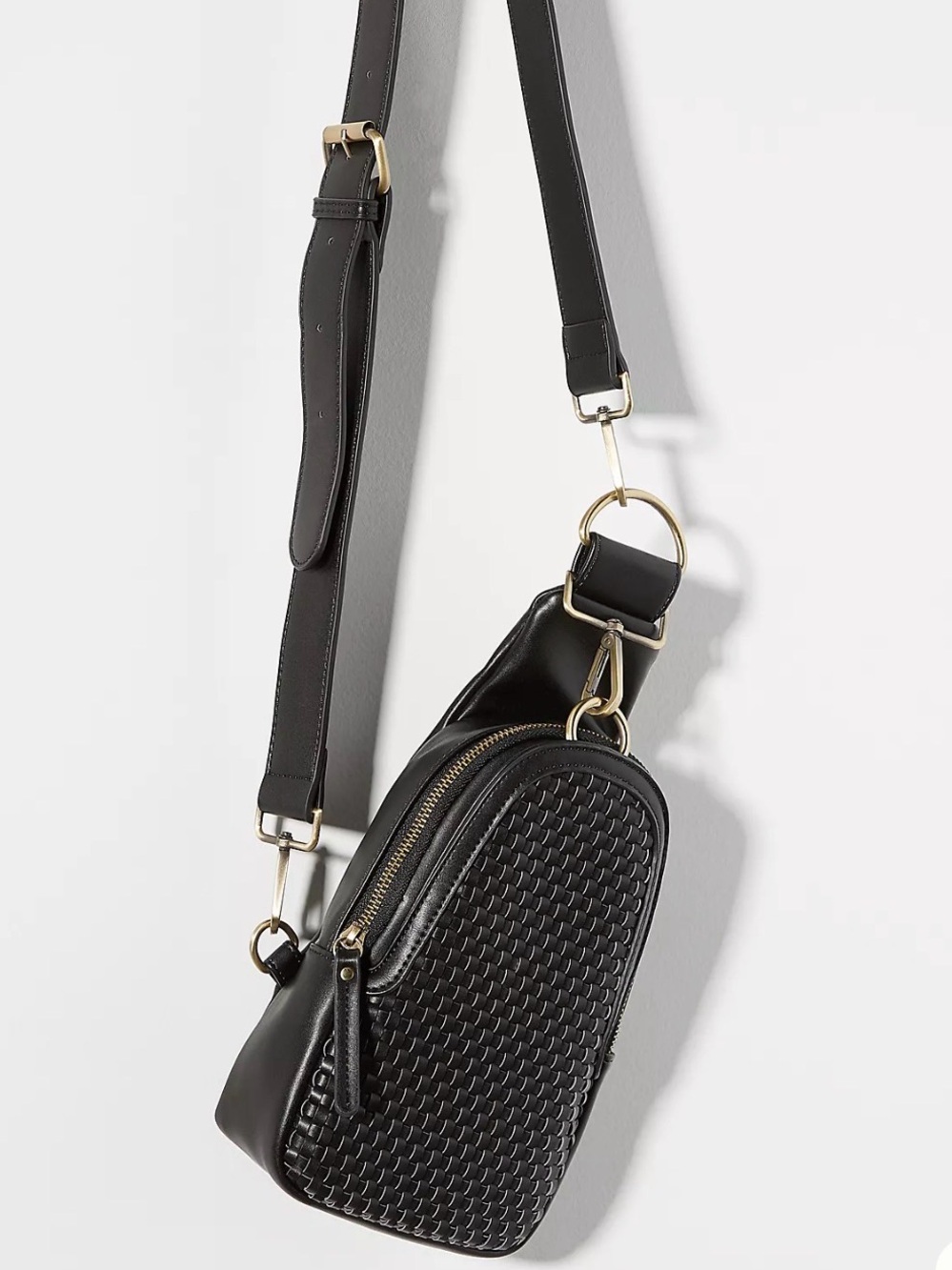 Urban Originals Anthropologie Woven Liberty Sling Bag Black Woven Crossbody